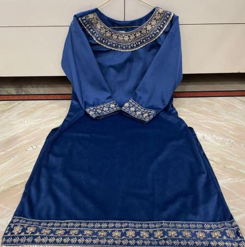 Velvet Kurti Pant set fasionable Trendy