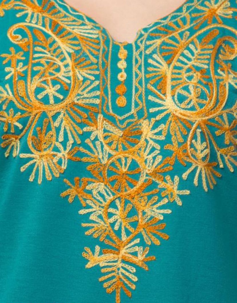 Woolen embroidery aari work kurti