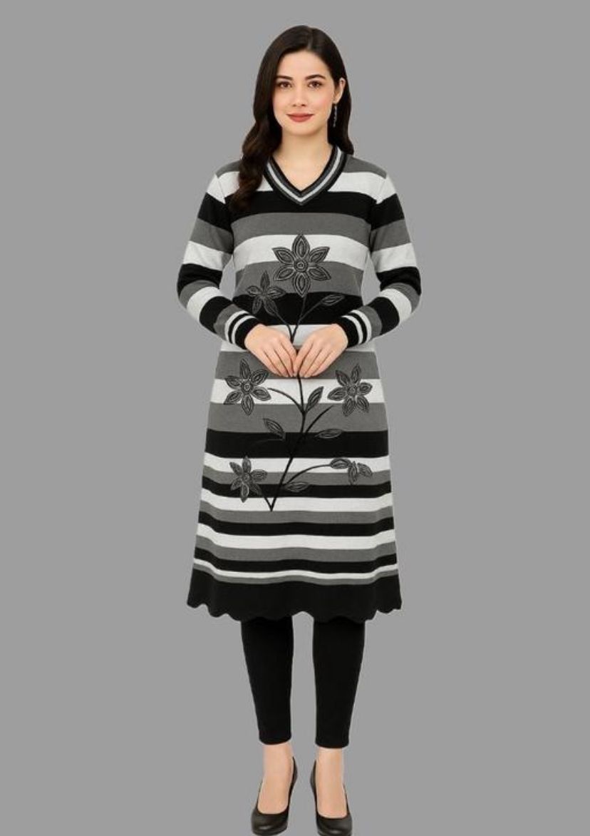 New Printed Woolen Kurti for Daily Use in This Winter Season