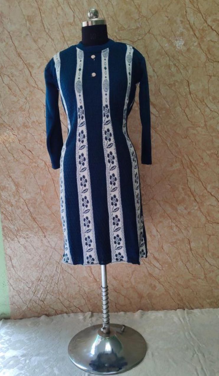 Woolen fasionable trendy Navy blue kurti