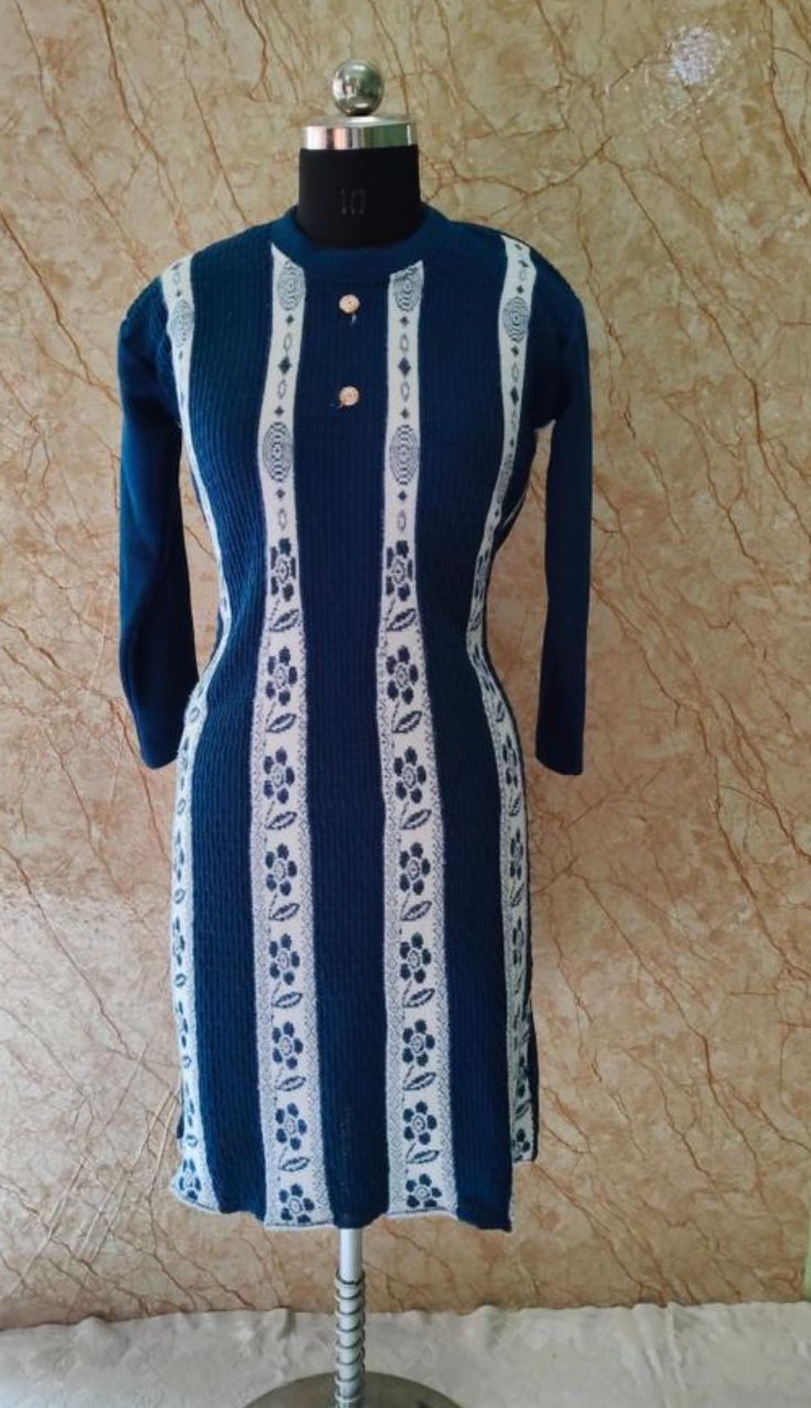 Woolen fasionable trendy Navy blue kurti