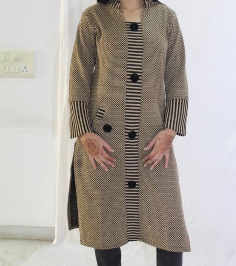 Matelco Women's V-neck Beige Kurtis Fasionable and Trendy