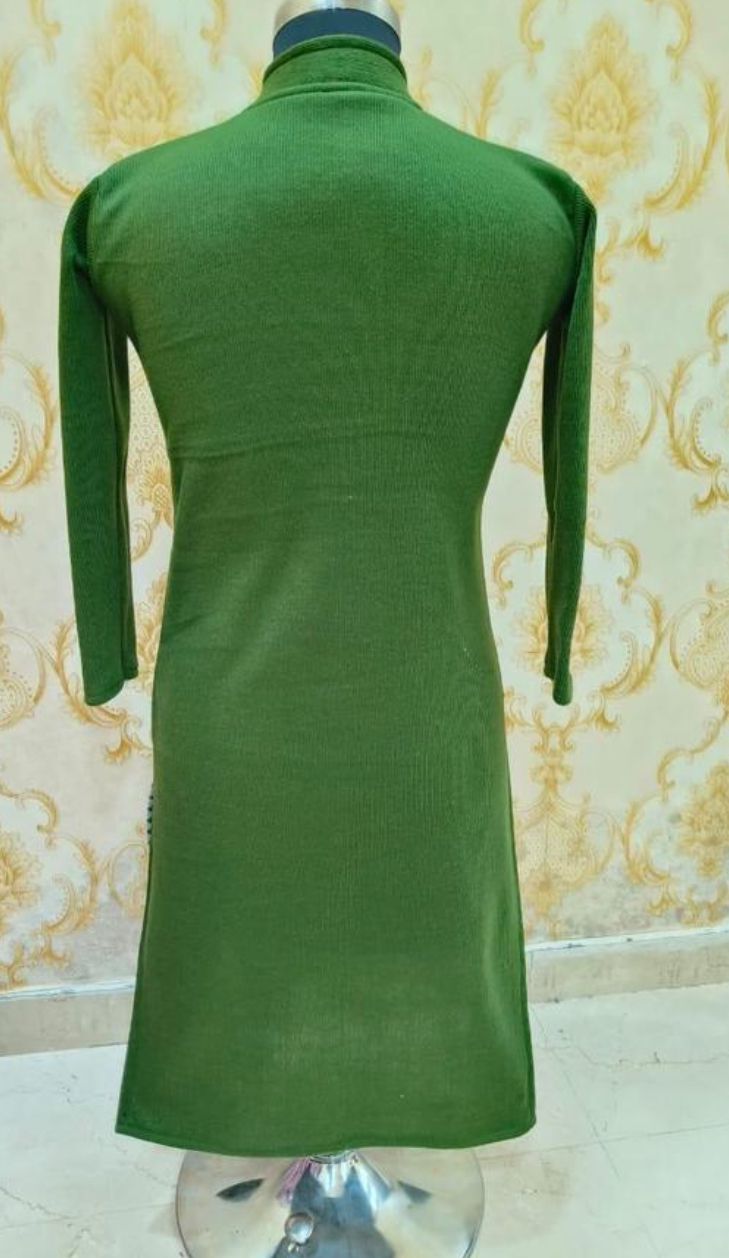 Woolen Green kurti Design for Women fasionable trendy
