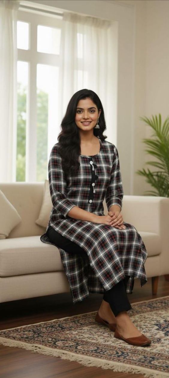 Stylish brushing woolen winter kurti for women