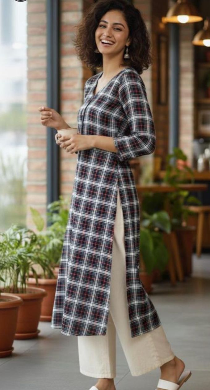 Stylish brushing woolen winter kurti for women