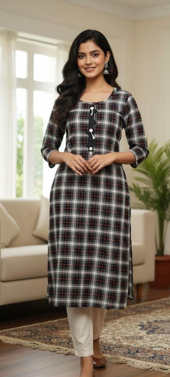 Stylish brushing woolen winter kurti for women