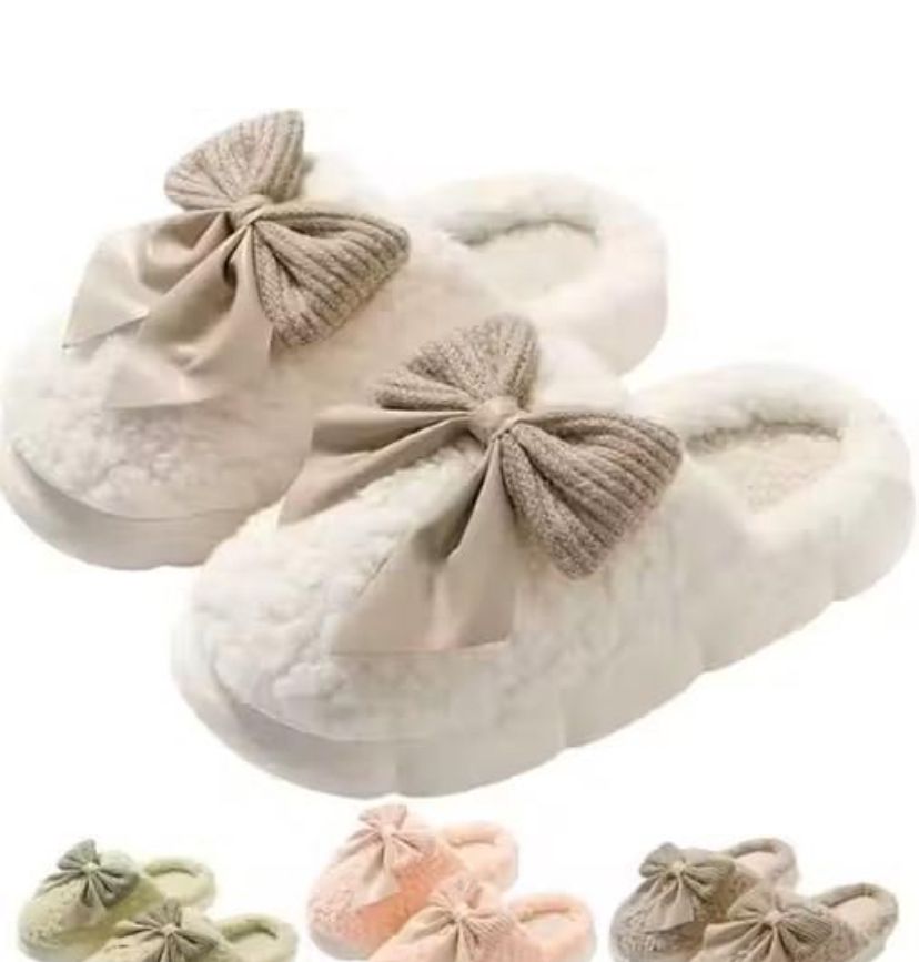 Winter Furry Cotton Ladies Slippers Soft Plush Fluffy Warm Comfortable Women Chappal