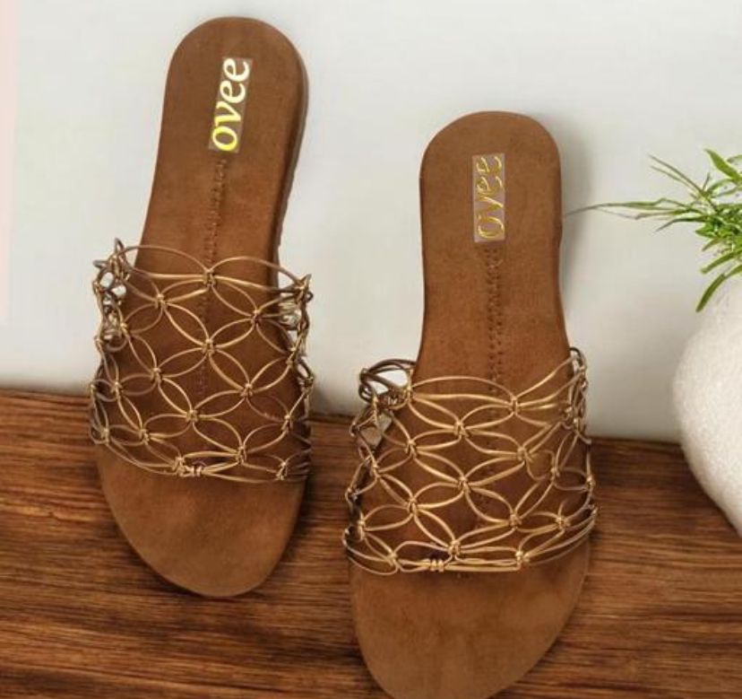 Thread Work Slide Sandal for Women-Comfortable Flats