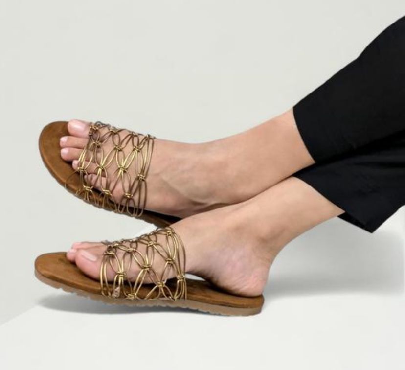 Thread Work Slide Sandal for Women-Comfortable Flats