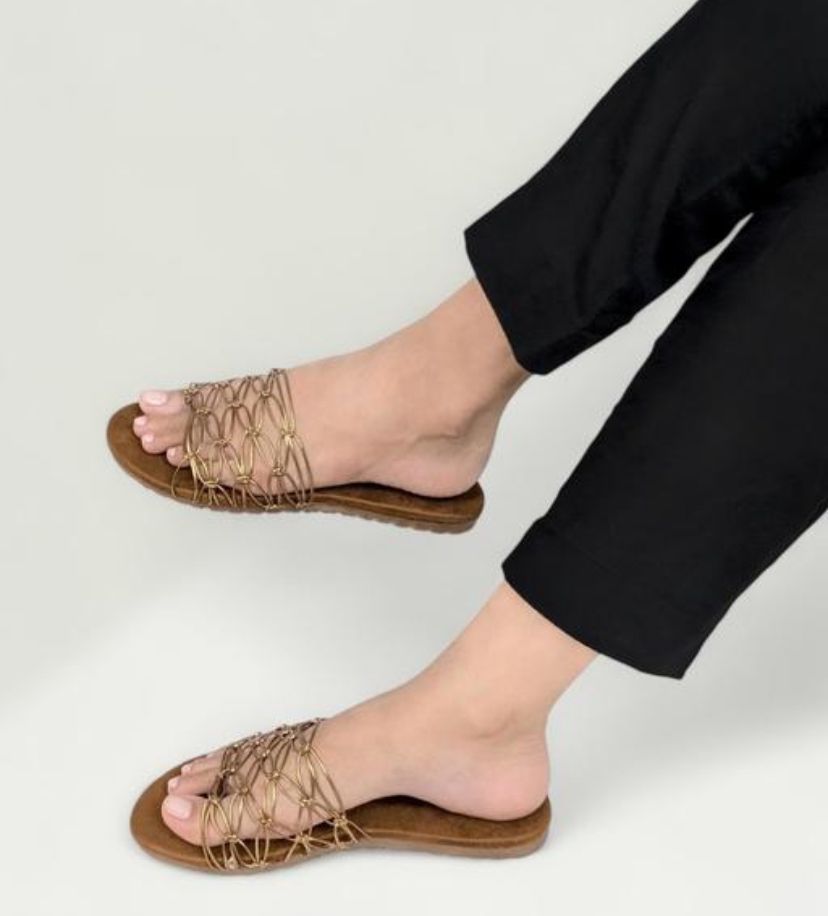 Thread Work Slide Sandal for Women-Comfortable Flats