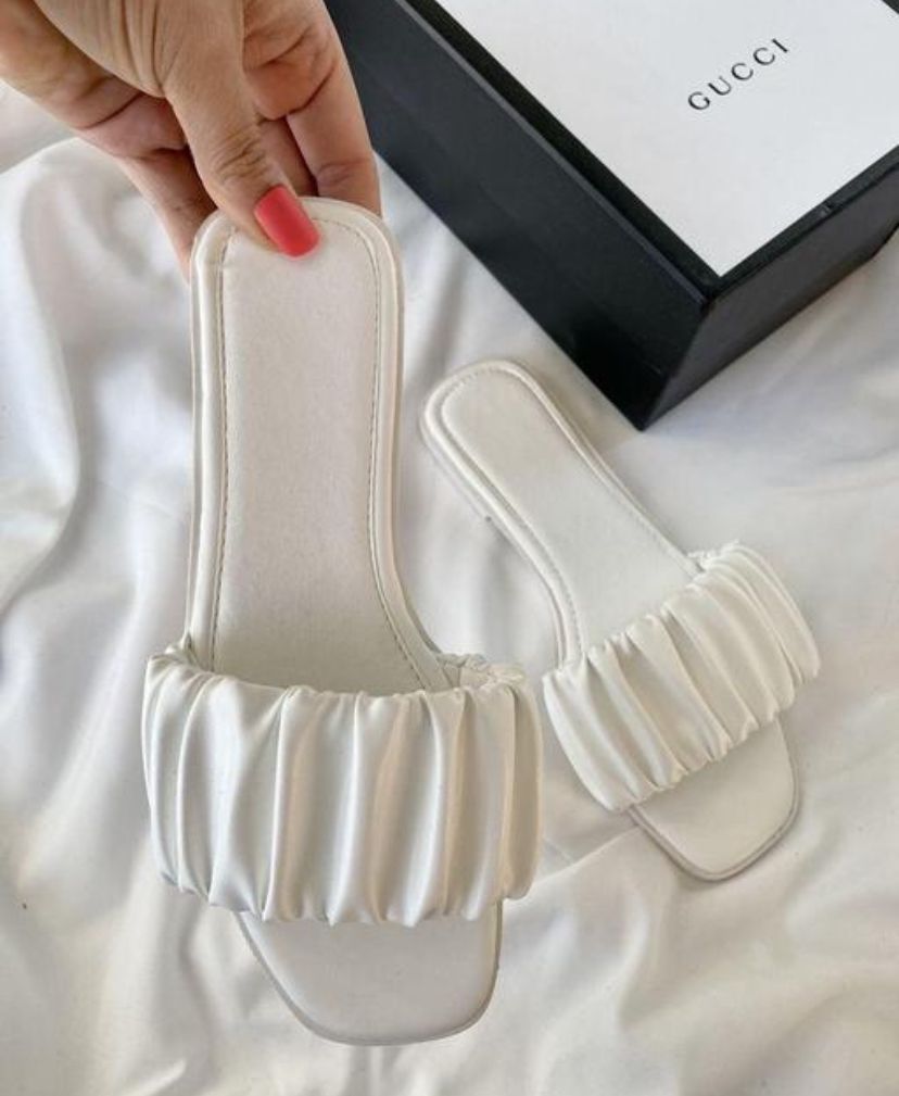 White Trendy Flats Sandals