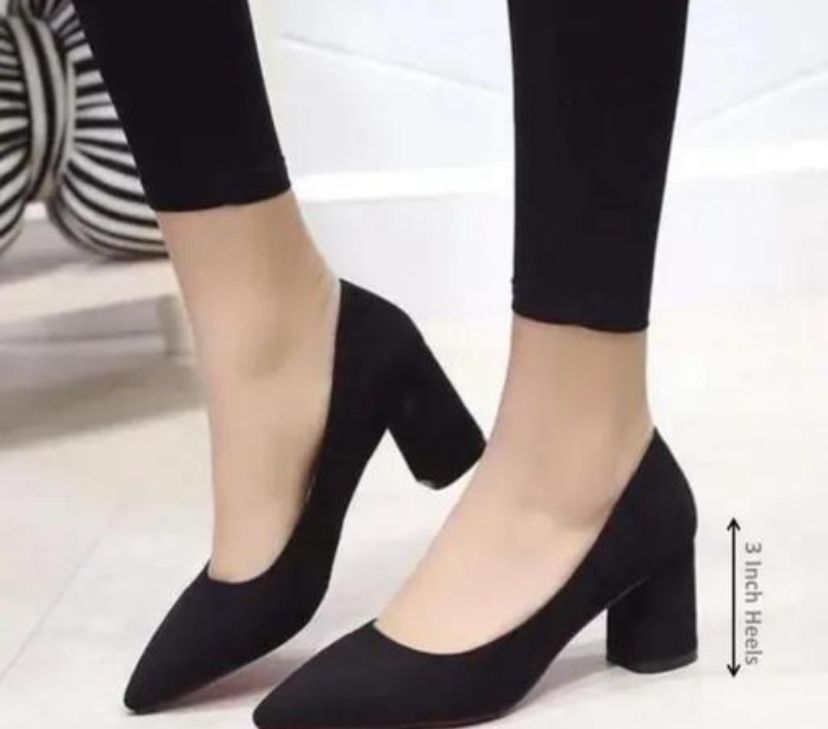 Black Velvet Heels Fasionable Trendy