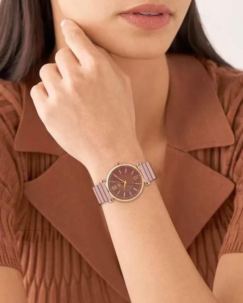 M3 Trader Brown Women Round Dial Stainless Steel Bracelet Analogue