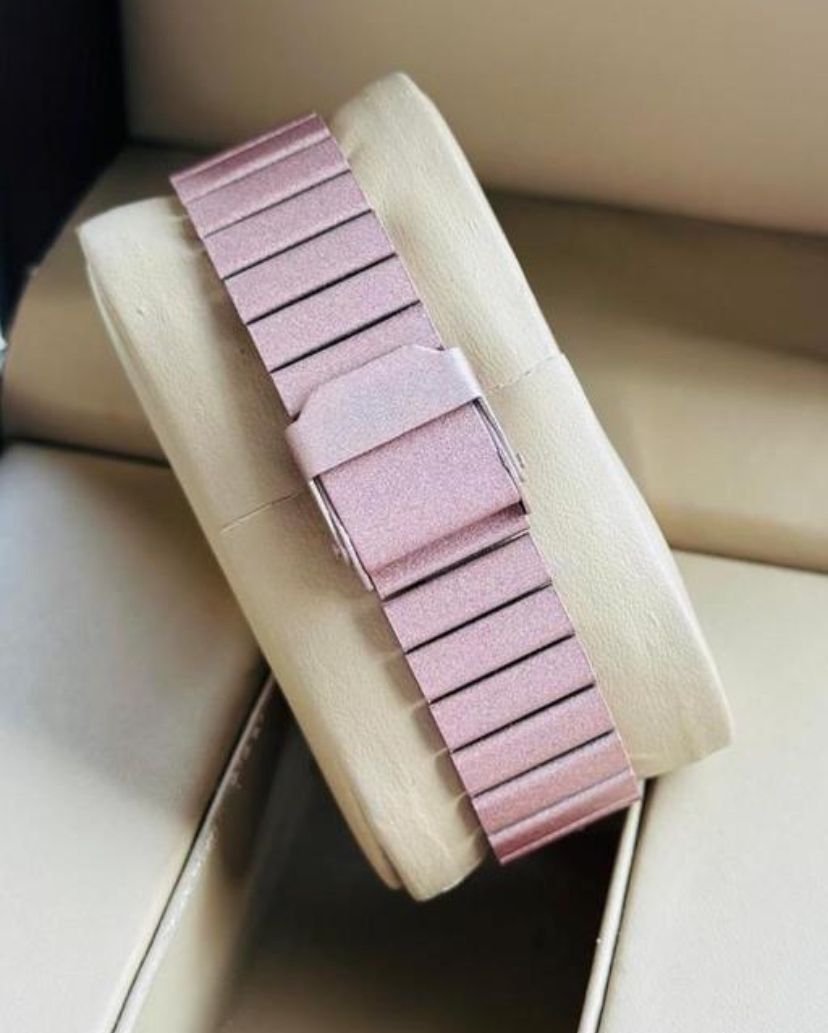 Rose Gold Pink Dial Roman Numeral Quartz Analog Watch