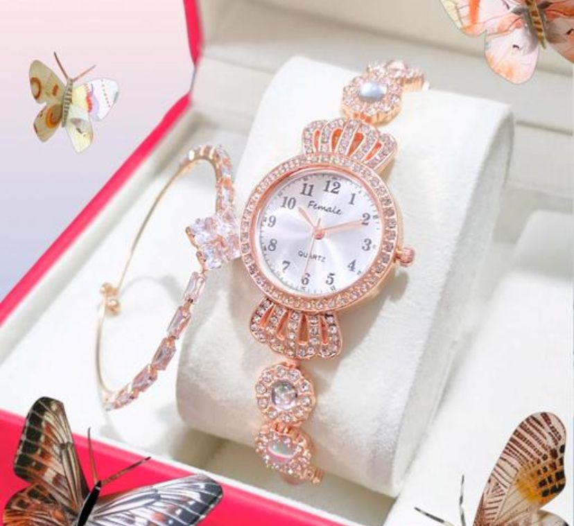 Rose Gold Bracelet Look Analog Watch for Girls