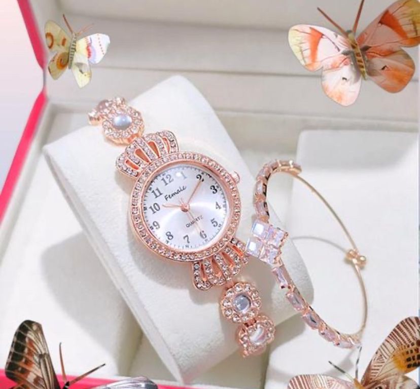 Rose Gold Bracelet Look Analog Watch for Girls