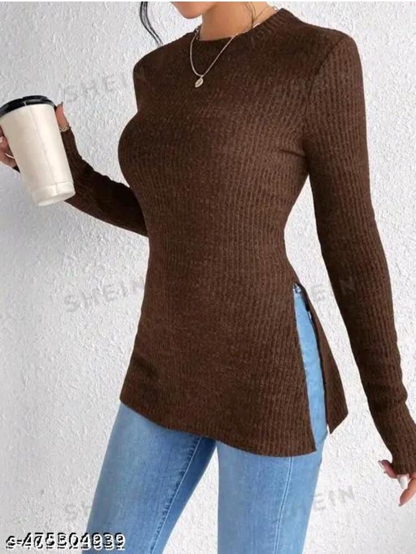 Highneck long top full sleeves